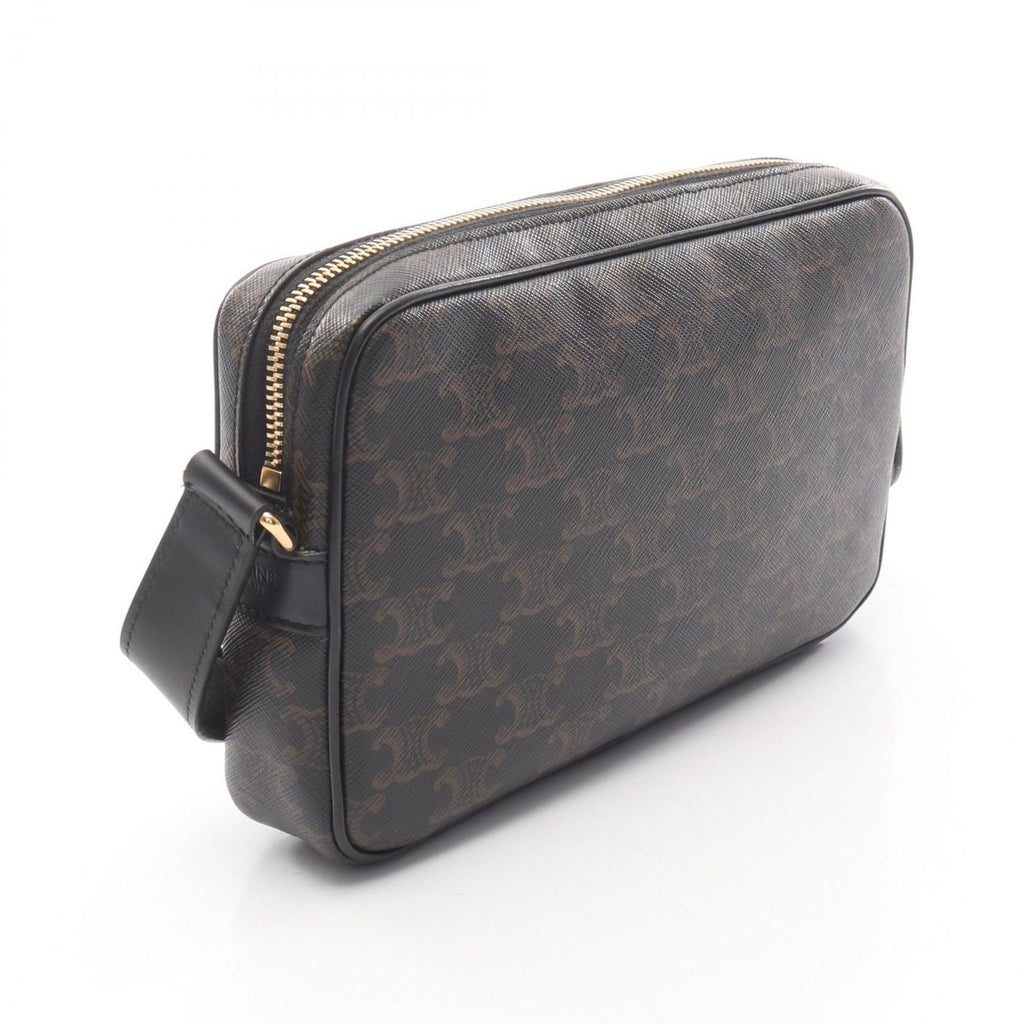 Celine Shoulder Bag Triomphe Messenger Dark Brown Canvas Leather — view 2