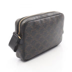 Celine Shoulder Bag Triomphe Messenger Dark Brown Canvas Leather — view 2