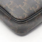 Celine Shoulder Bag Triomphe Messenger Dark Brown Canvas Leather — view 5