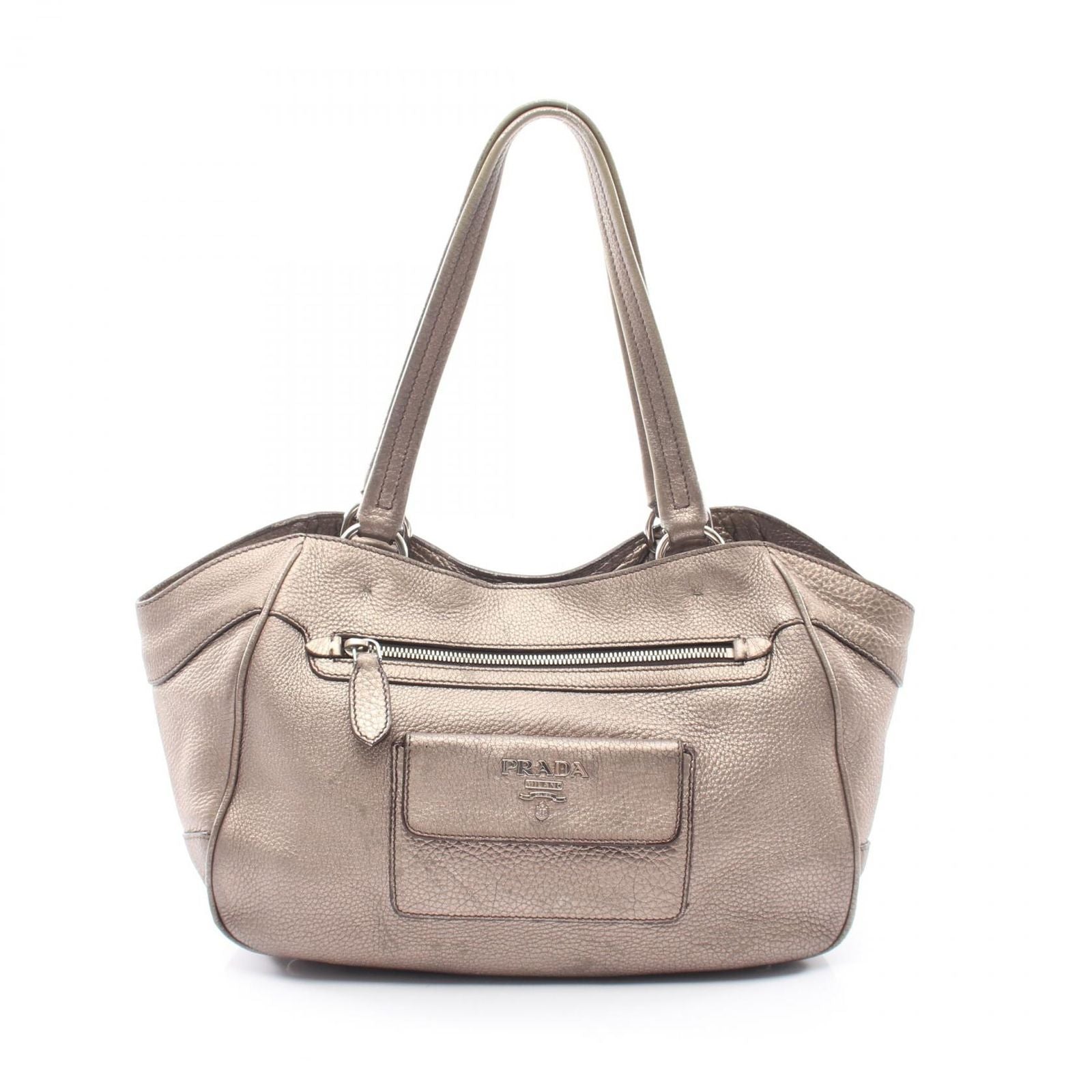 Prada Tote Vitello Daino Metallic Gold Leather Shoulder