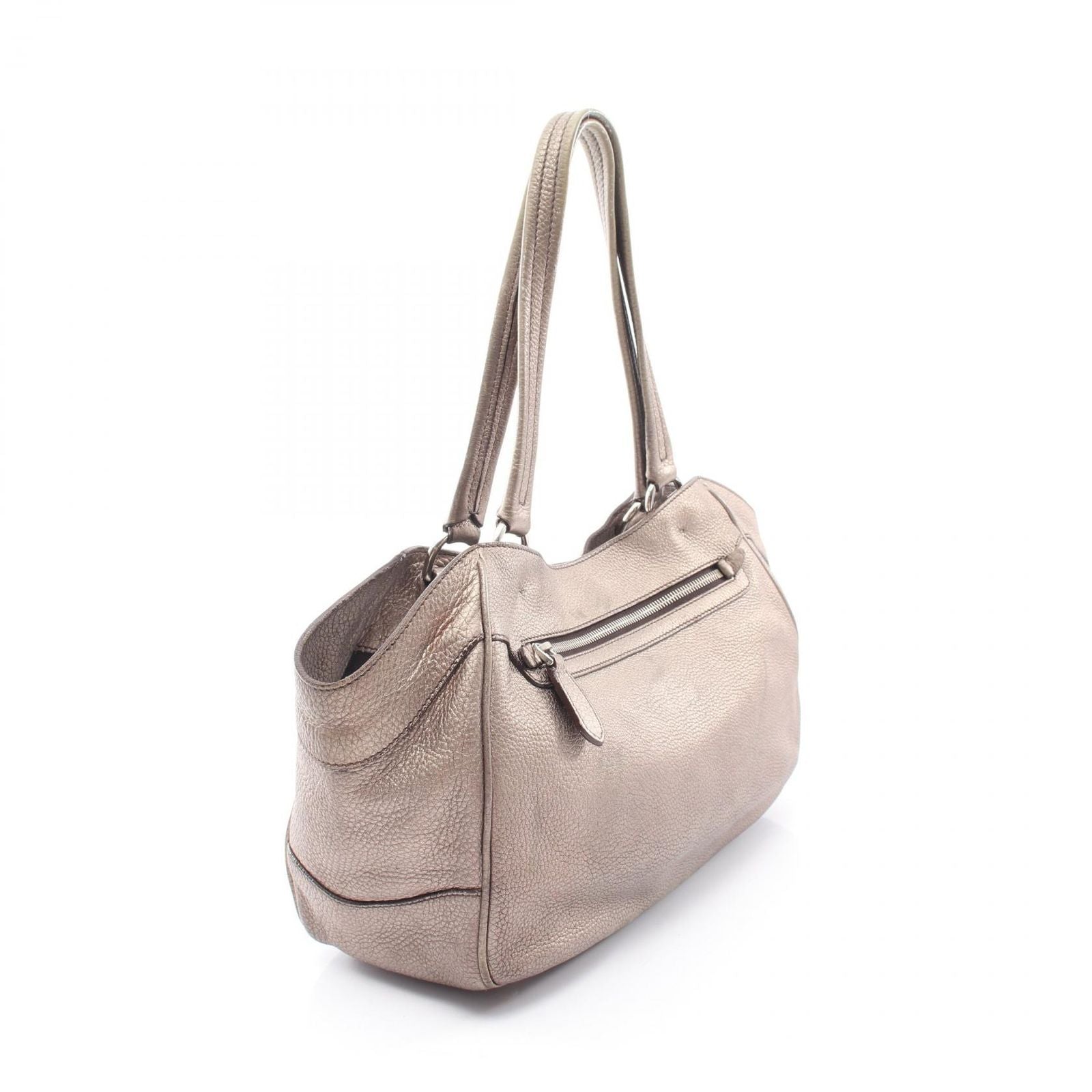 Prada Tote Vitello Daino Metallic Gold Leather Shoulder — view 2