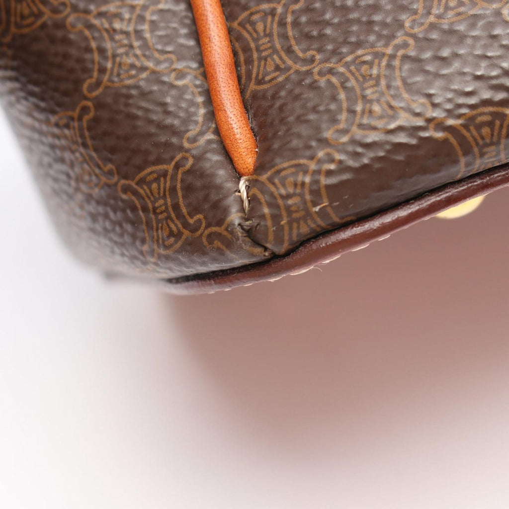 Celine Handbag Macadam Dark Brown Canvas Leather — view 6
