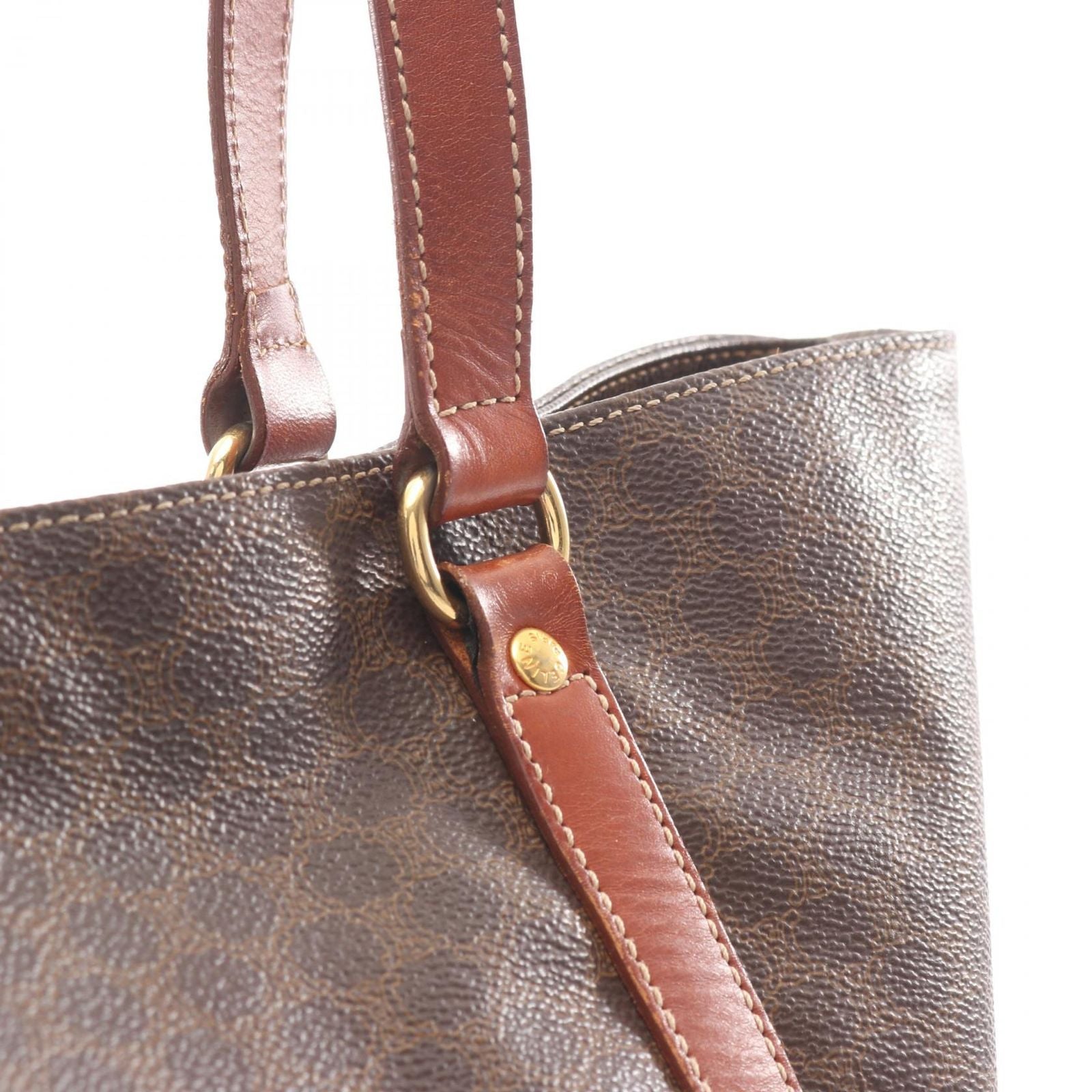 Celine Tote Macadam Dark Brown Canvas Leather — view 6