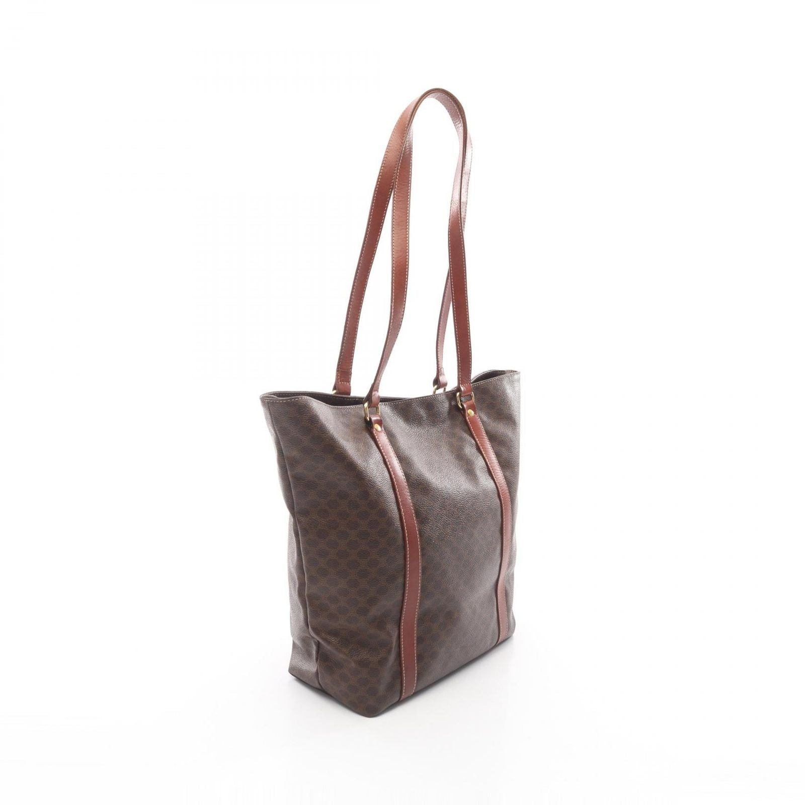 Celine Tote Macadam Dark Brown Canvas Leather — view 2