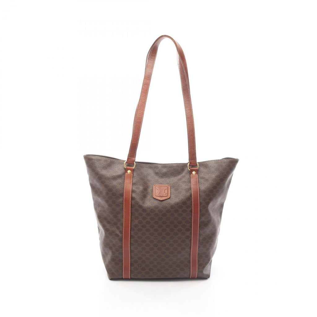 Celine Tote Macadam Dark Brown Canvas Leather