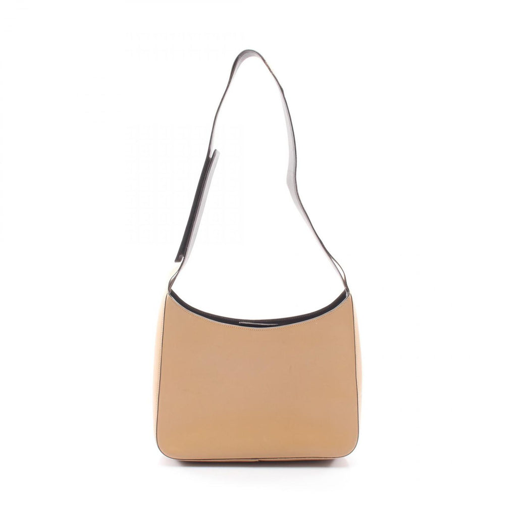 Prada Shoulder Bag Velcro Strap Beige Leather