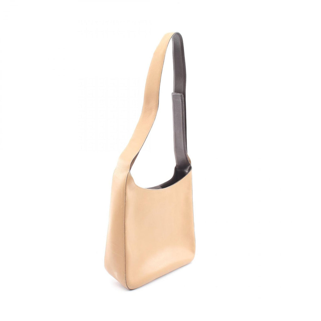 Prada Shoulder Bag Velcro Strap Beige Leather — view 2