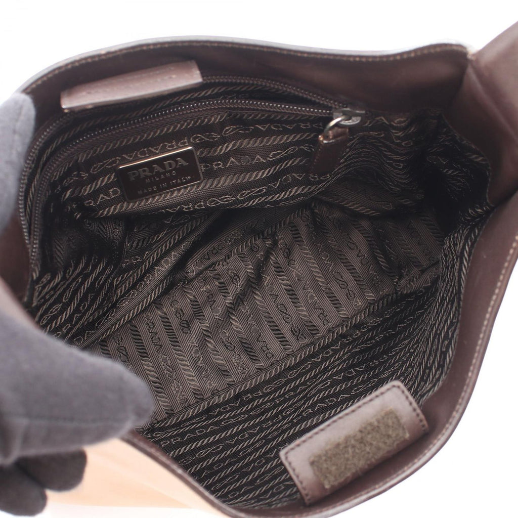 Prada Shoulder Bag Velcro Strap Beige Leather — view 3