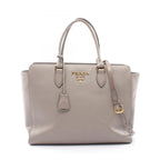 Prada Handbag 2-Way Gray Saffiano Leather Shoulder