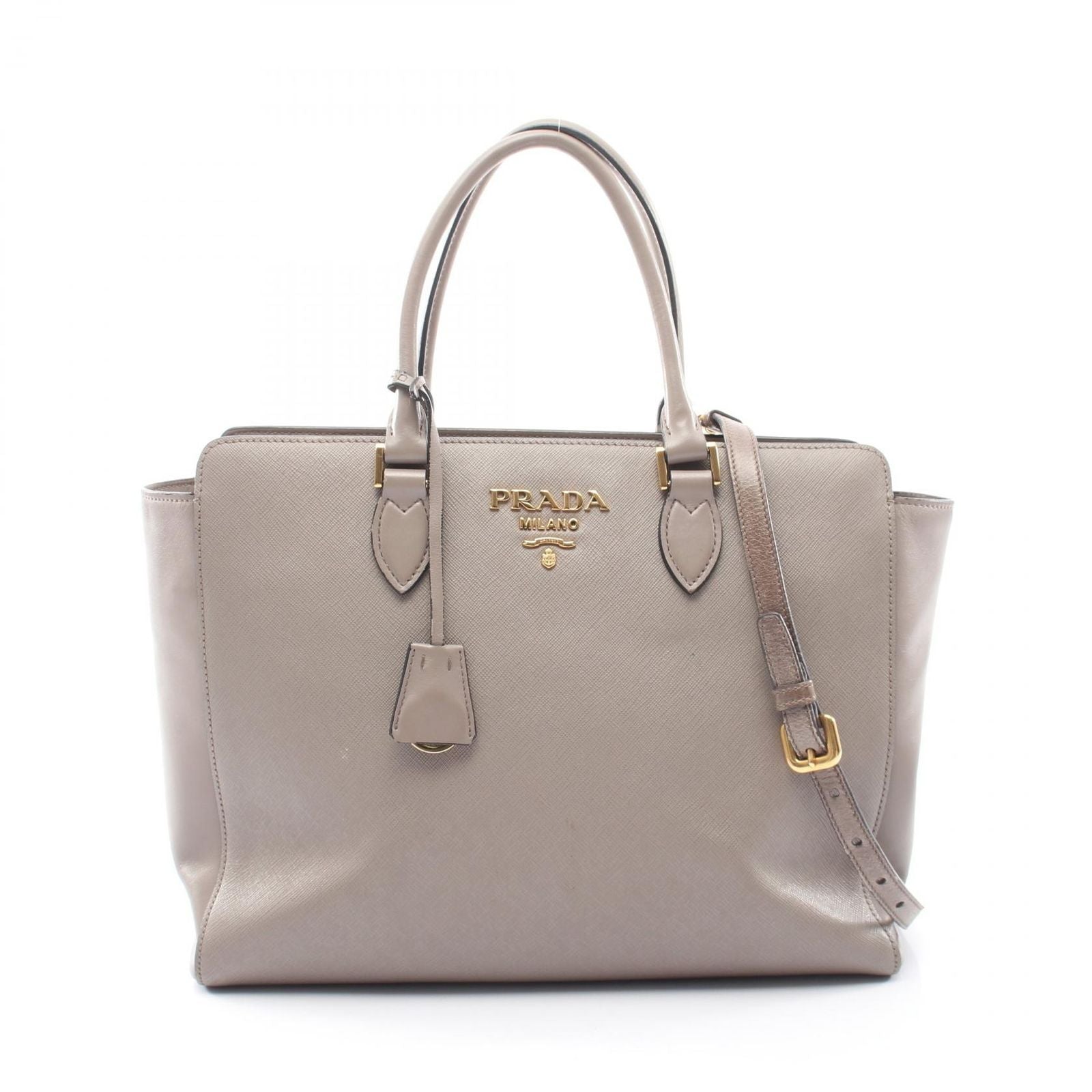 Prada Handbag 2-Way Gray Saffiano Leather Shoulder