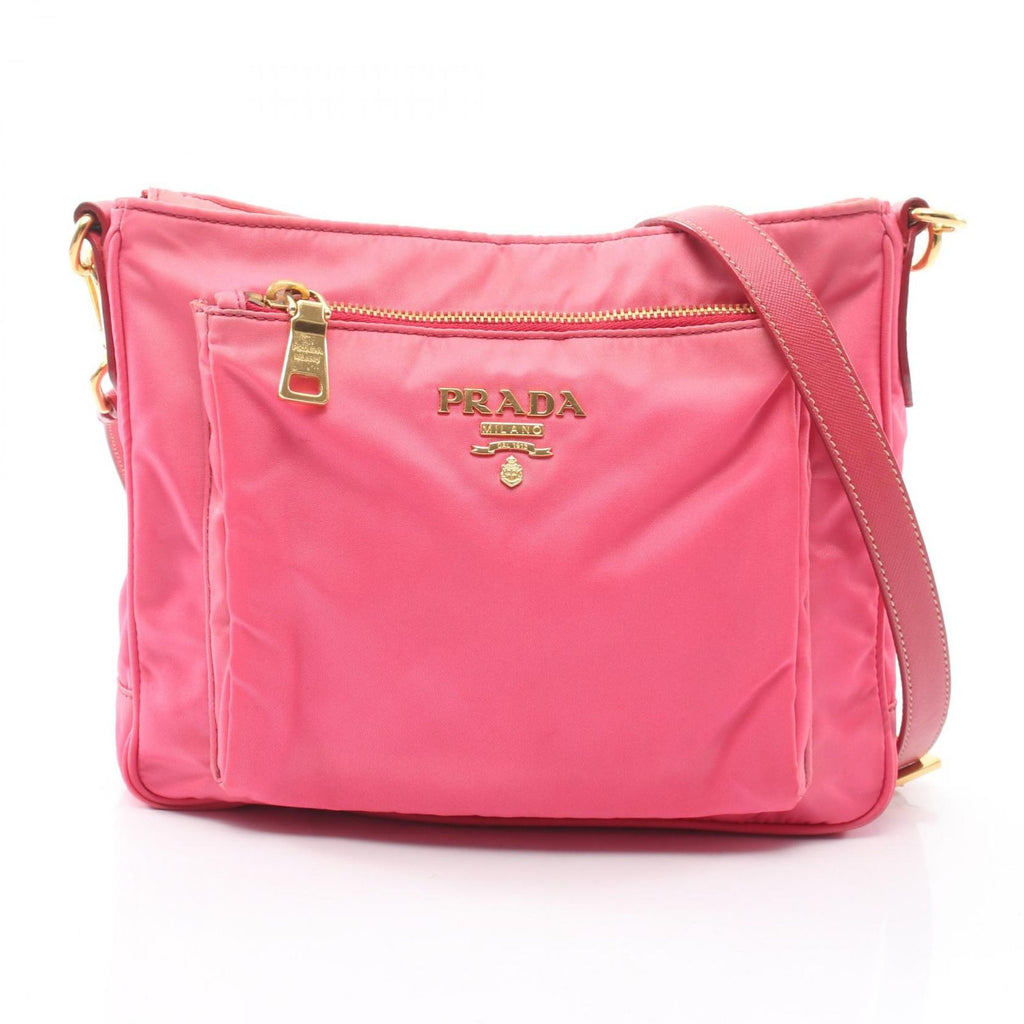 Prada Shoulder Bag Pink Nylon Saffiano Leather