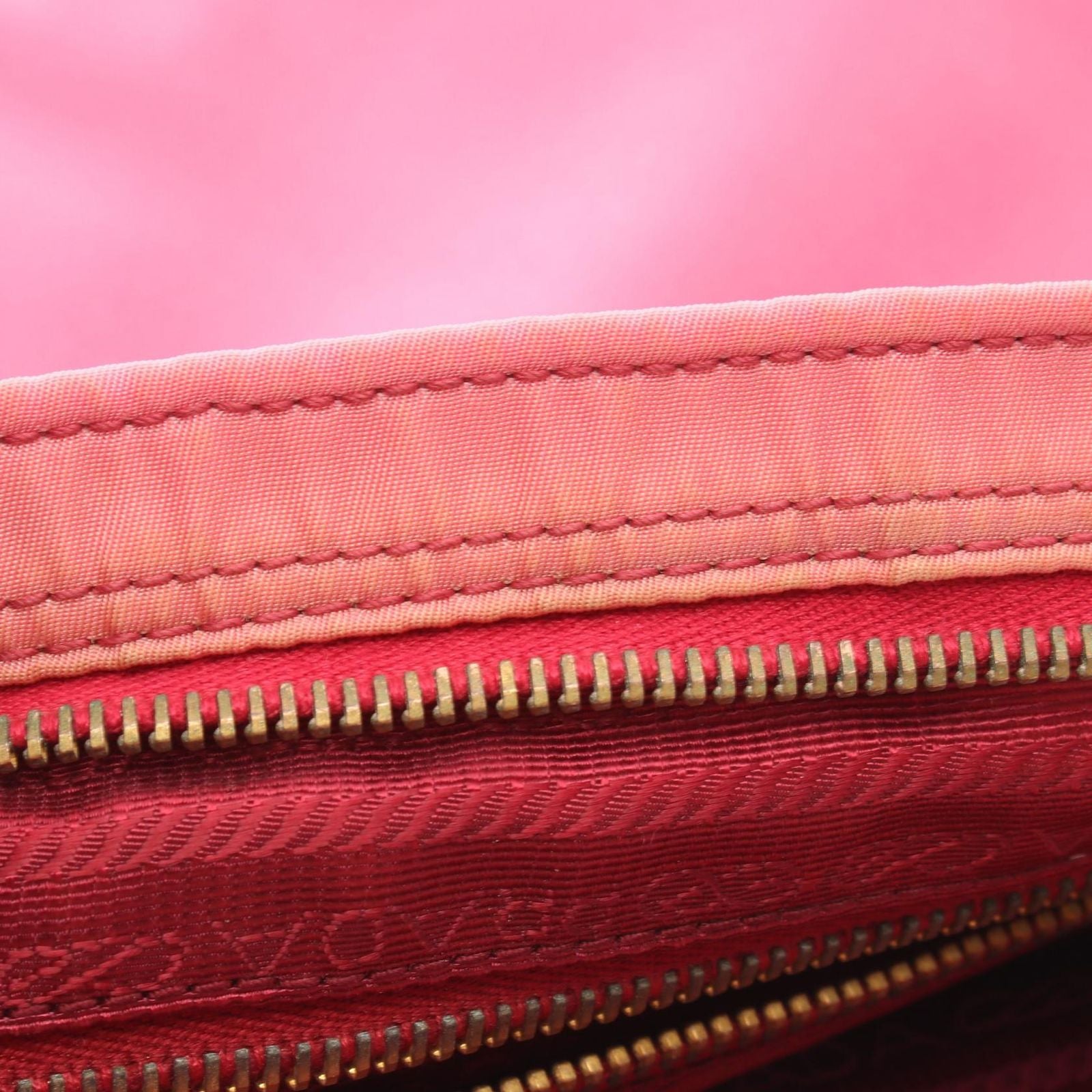 Prada Shoulder Bag Pink Nylon Saffiano Leather — view 6