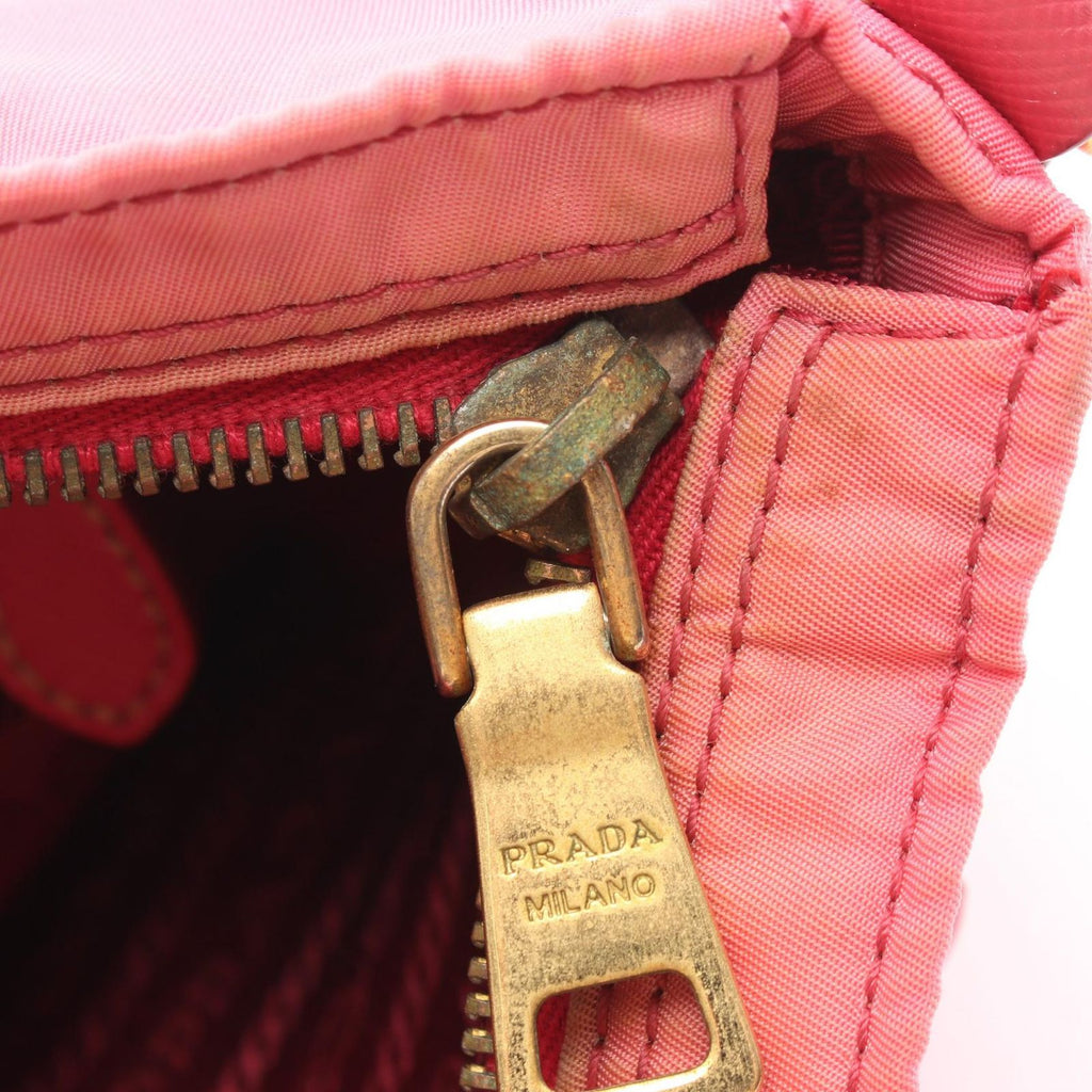 Prada Shoulder Bag Pink Nylon Saffiano Leather — view 5