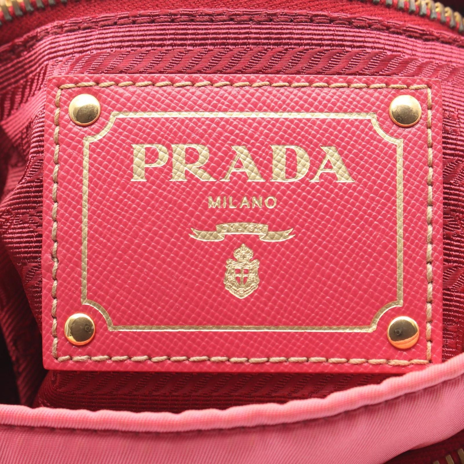 Prada Shoulder Bag Pink Nylon Saffiano Leather — view 4