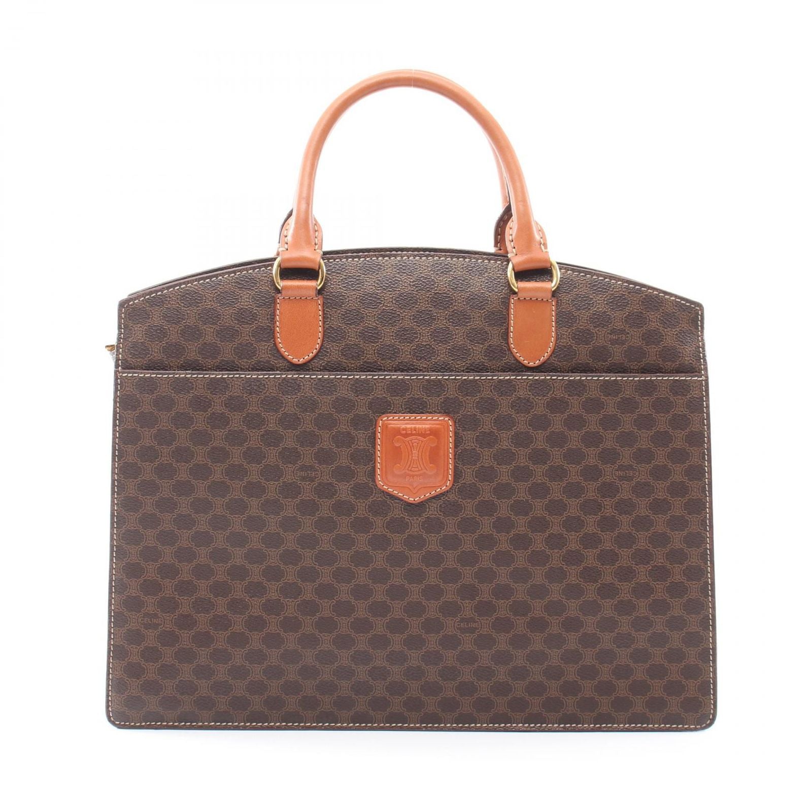 Celine Handbag Macadam Dark Brown Canvas