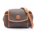 Celine Shoulder Bag Macadam Dark Brown Canvas Leather
