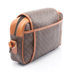 Celine Shoulder Bag Macadam Dark Brown Canvas Leather — view 2