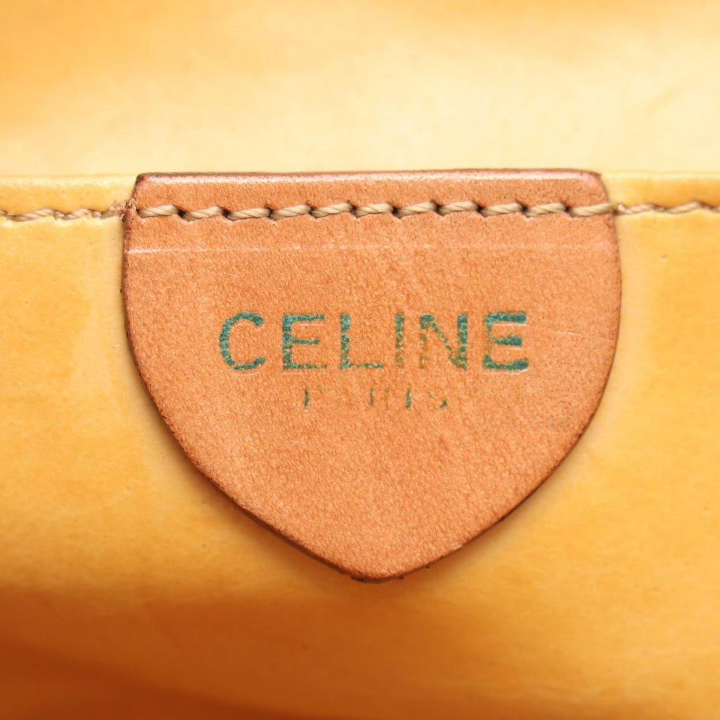 Celine Shoulder Bag Macadam Dark Brown Canvas Leather — view 4
