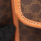 Celine Shoulder Bag Macadam Dark Brown Canvas Leather — view 7