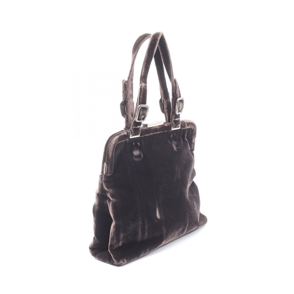 Prada Handbag Velluto Fibbie Dark Brown Fabric — view 2