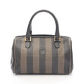 Fendi Tote Pecan Brown Black Canvas Leather Mini Boston