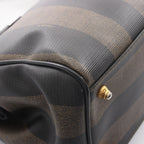 Fendi Tote Pecan Brown Black Canvas Leather Mini Boston — view 8