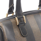 Fendi Tote Pecan Brown Black Canvas Leather Mini Boston — view 7