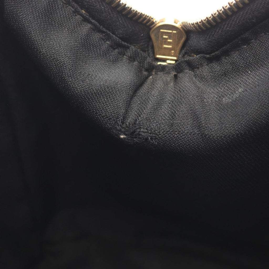 Fendi Tote Pecan Brown Black Canvas Leather Mini Boston — view 5