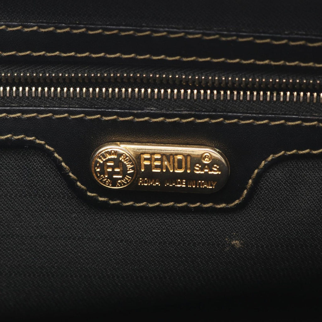 Fendi Tote Pecan Brown Black Canvas Leather Mini Boston — view 4