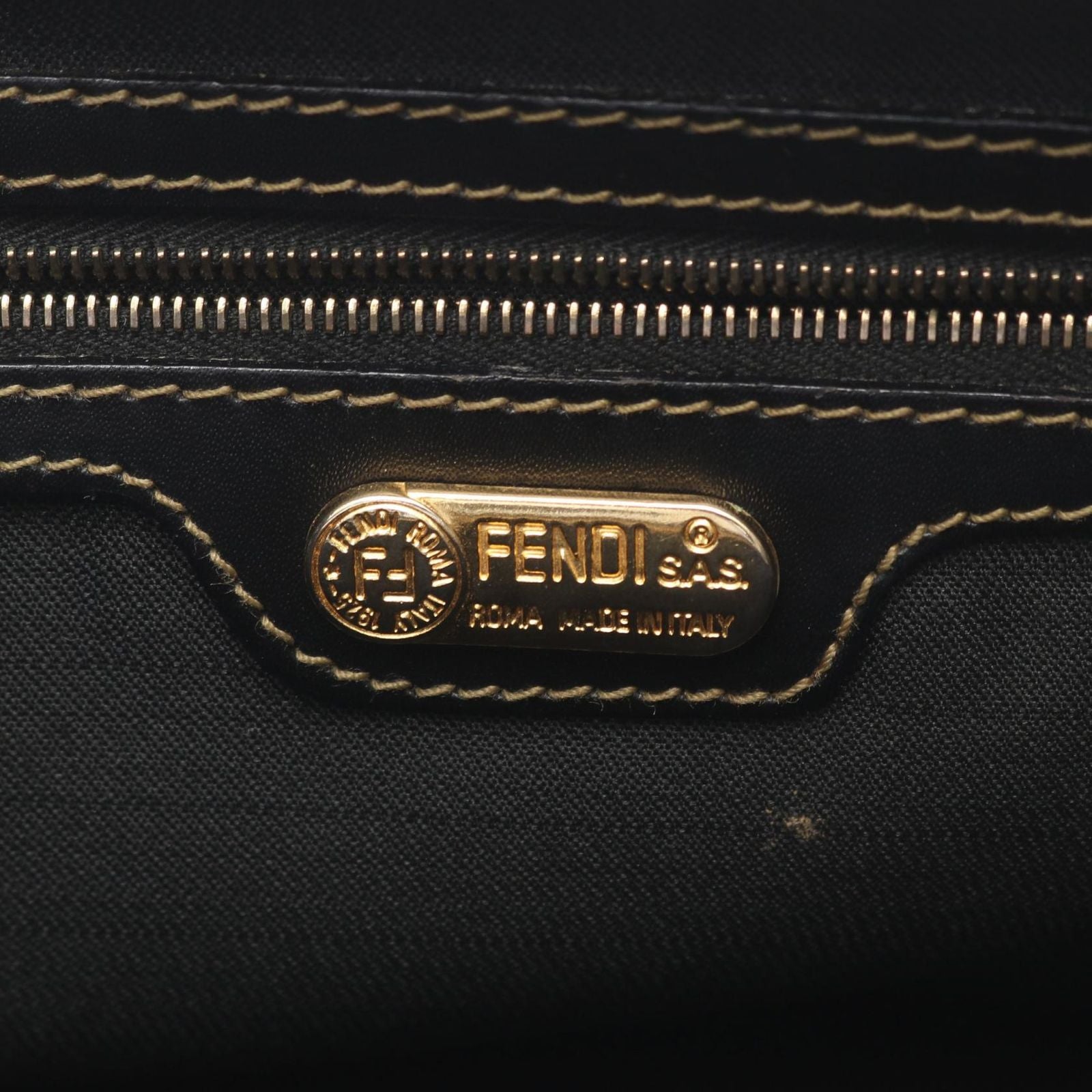 Fendi Tote Pecan Brown Black Canvas Leather Mini Boston — view 4