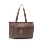 Celine Tote Macadam Brown Dark Canvas Leather Large