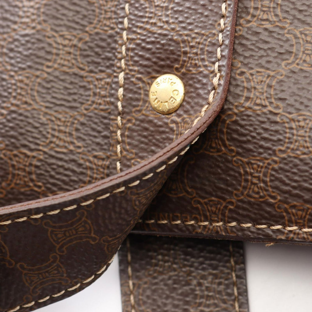 Celine Tote Macadam Brown Dark Canvas Leather Large — view 9
