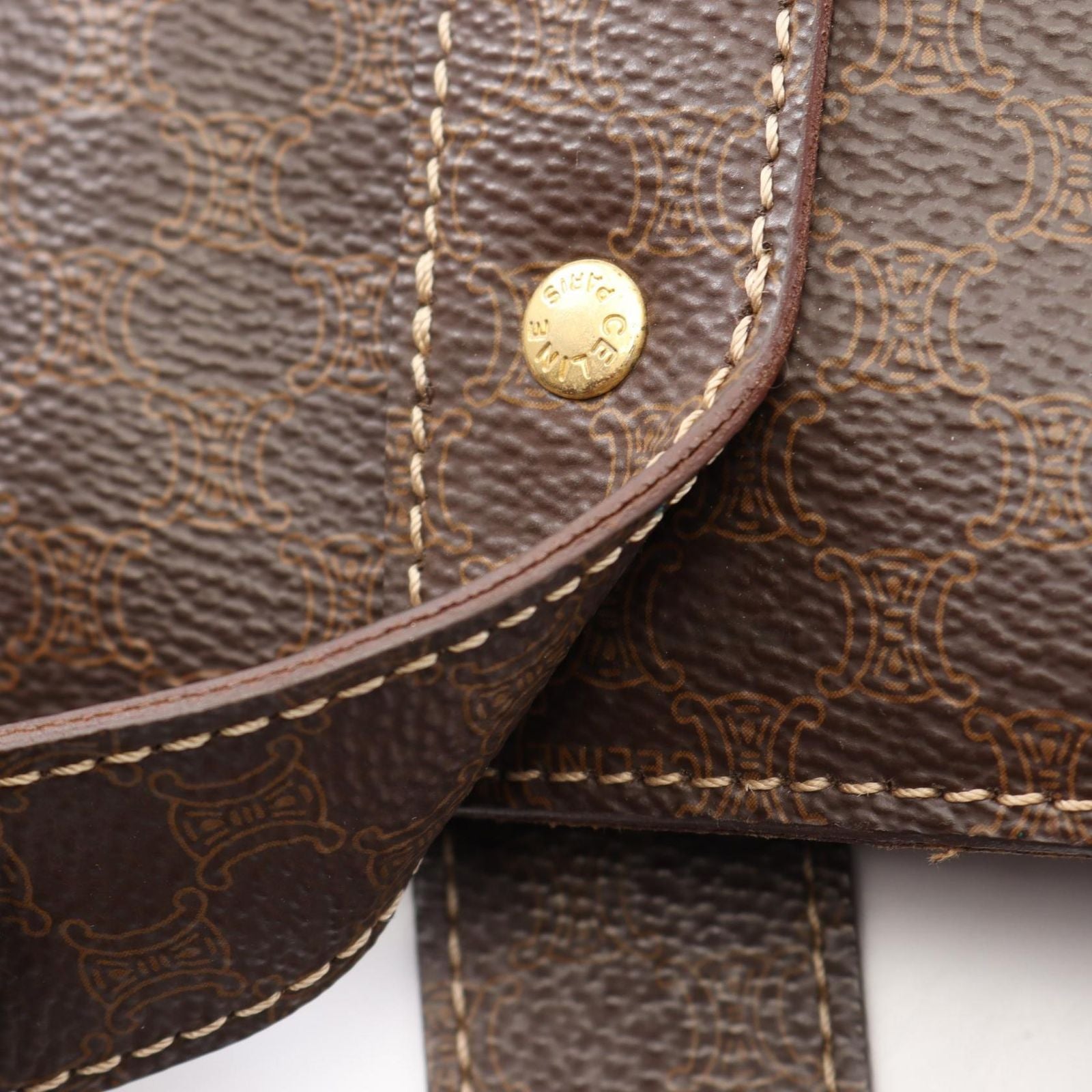 Celine Tote Macadam Brown Dark Canvas Leather Large — view 9