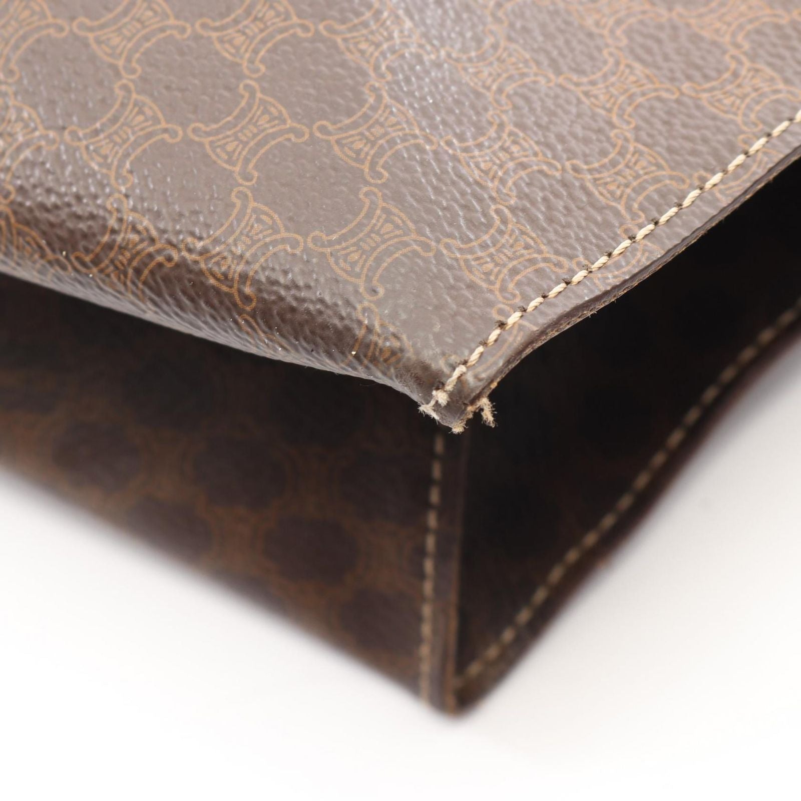 Celine Tote Macadam Brown Dark Canvas Leather Large — view 7