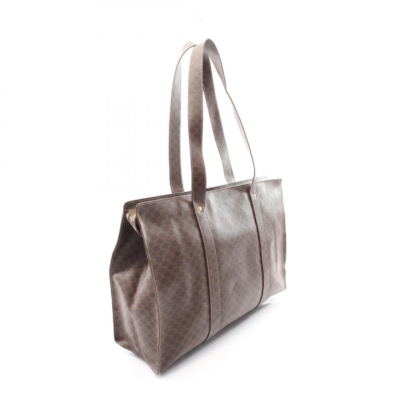 Celine Tote Macadam Brown Dark Canvas Leather Large — view 2
