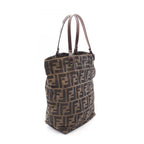 Fendi Tote Zucca Brown Dark Canvas Leather Hand — view 2