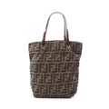 Fendi Tote Zucca Brown Dark Canvas Leather Hand