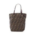 Fendi Tote Zucca Brown Dark Canvas Leather Hand