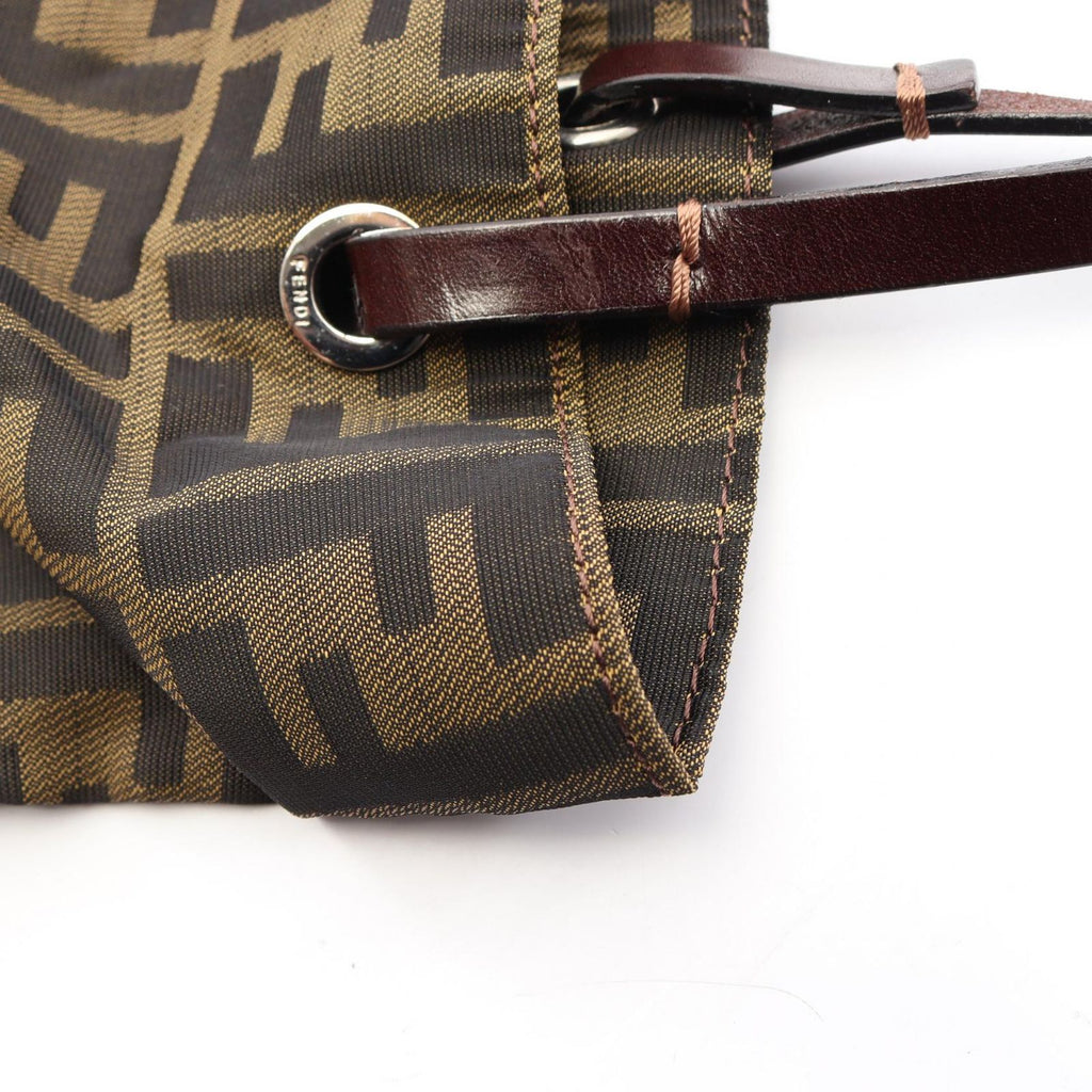 Fendi Tote Zucca Brown Dark Canvas Leather Hand — view 8