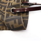 Fendi Tote Zucca Brown Dark Canvas Leather Hand — view 8