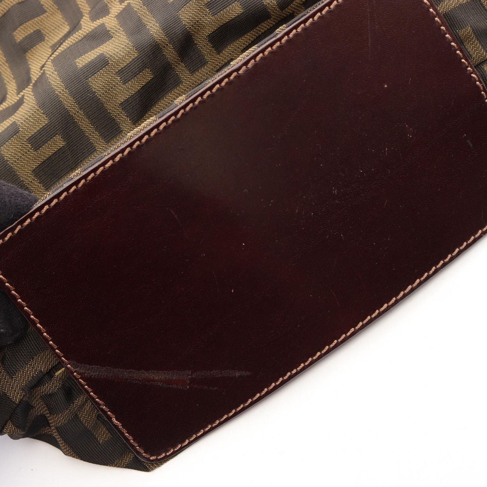 Fendi Tote Zucca Brown Dark Canvas Leather Hand — view 7