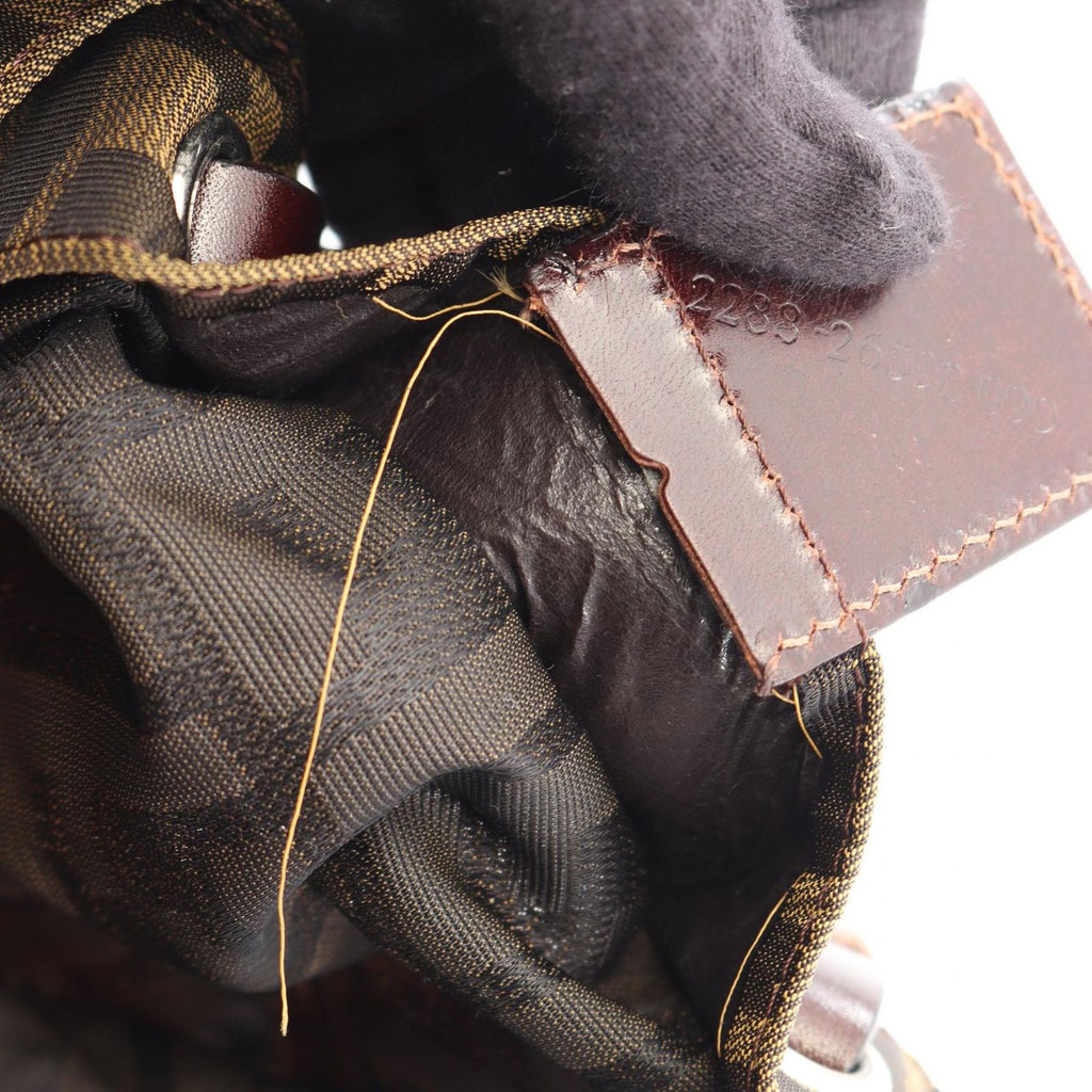 Fendi Tote Zucca Brown Dark Canvas Leather Hand — view 5