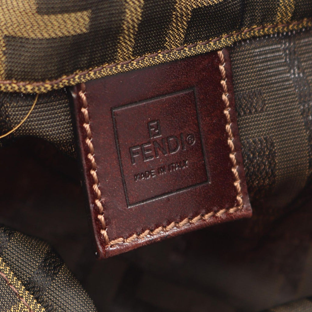 Fendi Tote Zucca Brown Dark Canvas Leather Hand — view 4