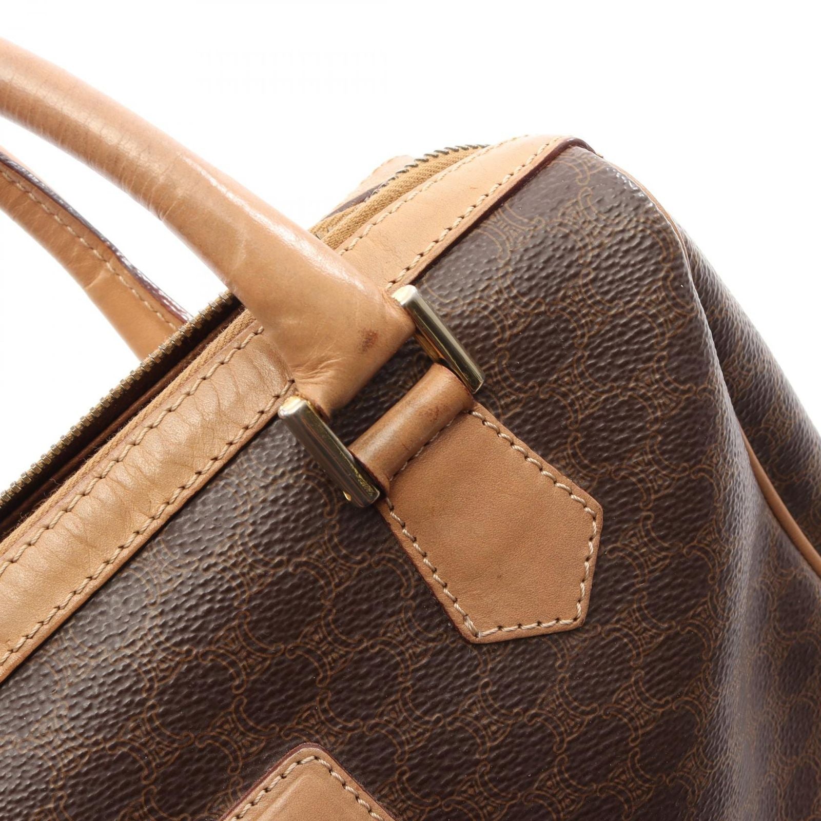 Celine Handbag Macadam Brown Dark Canvas Leather Mini Boston — view 9