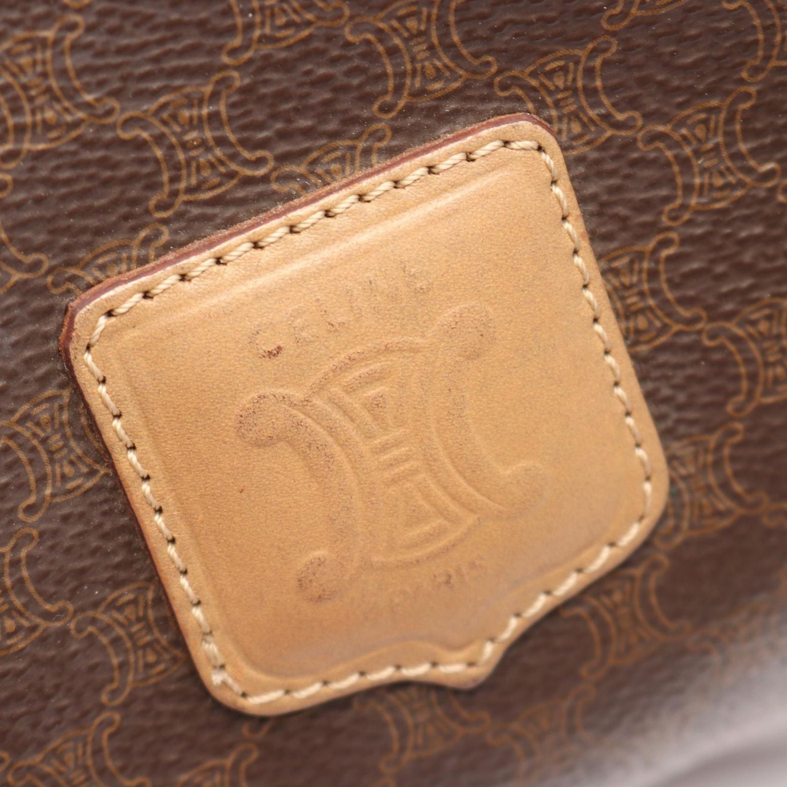Celine Handbag Macadam Brown Dark Canvas Leather Mini Boston — view 4