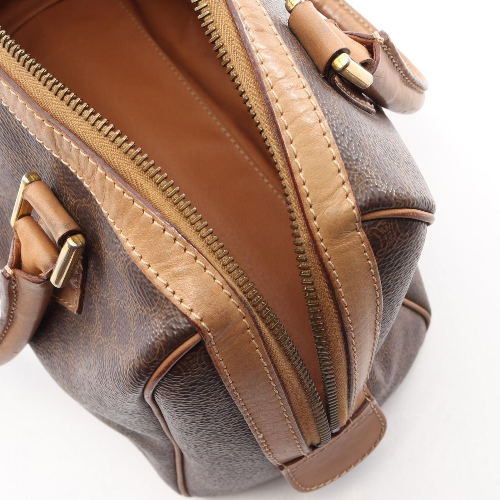 Celine Handbag Macadam Brown Dark Canvas Leather Mini Boston — view 6