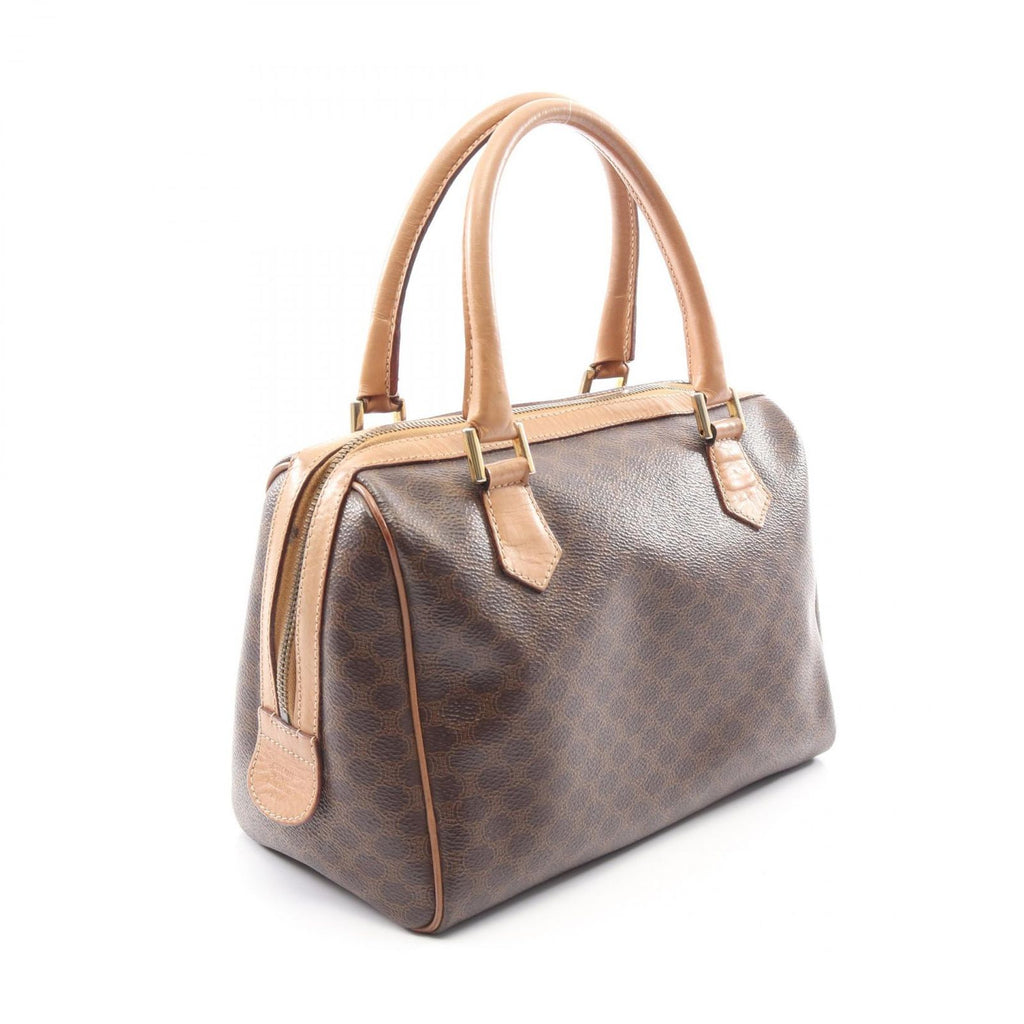 Celine Handbag Macadam Brown Dark Canvas Leather Mini Boston — view 2
