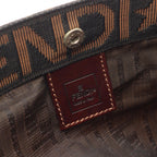 Fendi Tote Zucca Folding Brown Dark Canvas Leather Hand — view 4