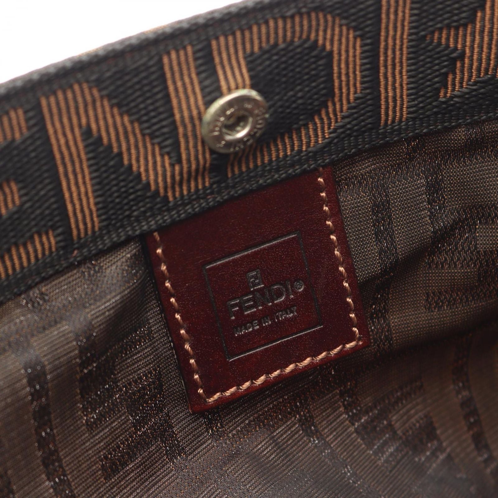 Fendi Tote Zucca Folding Brown Dark Canvas Leather Hand — view 4