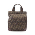 Fendi Tote Zucca Folding Brown Dark Canvas Leather Hand